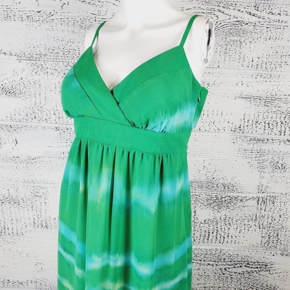 Dressbarn Green Maxi Surplice Neckline Sleeveless Dress Sz 10 - Picture 13 of 13